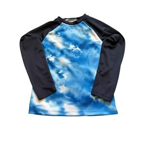 Old Navy Boys M 8 Rash Guard Swim Shirt Blue Tie Dye Long Sleeve‎ UPF Protection